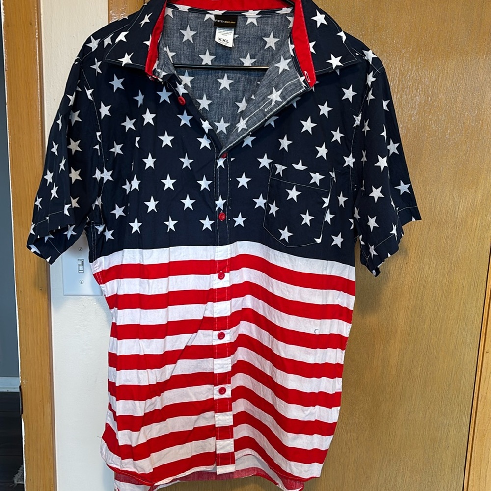 American flag design Short sleeve button up